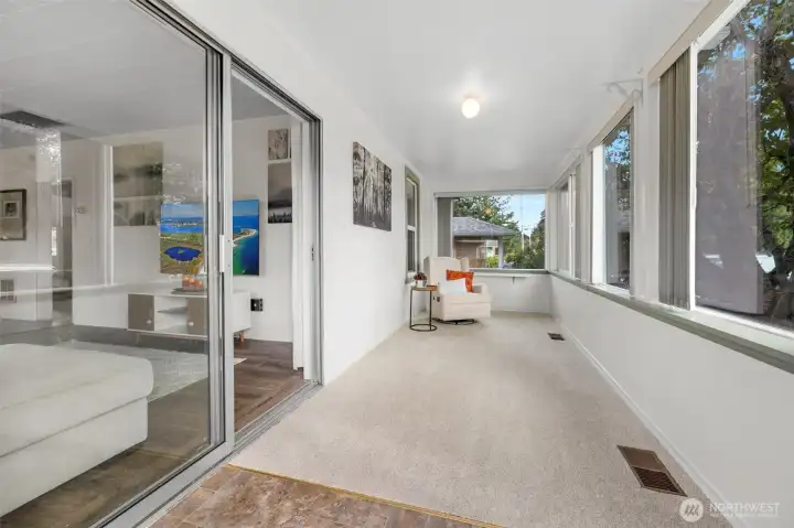 Enter into bright and light sunroom.