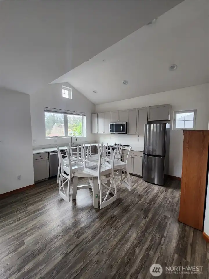 Two upper units- 2 bedroom, full kitchen with eating and living room space.