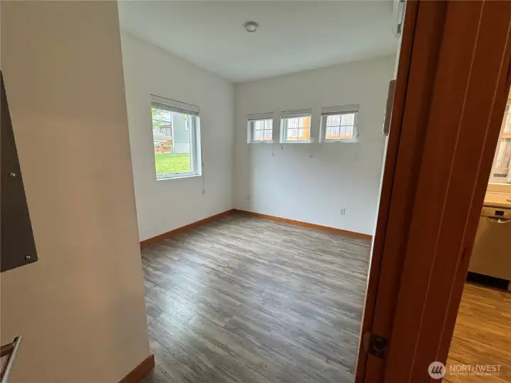 Lower 1 bedroom adjacent to kitchen/living area.