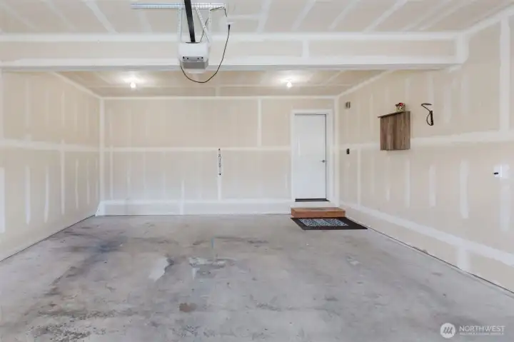 Spacious two car garage.