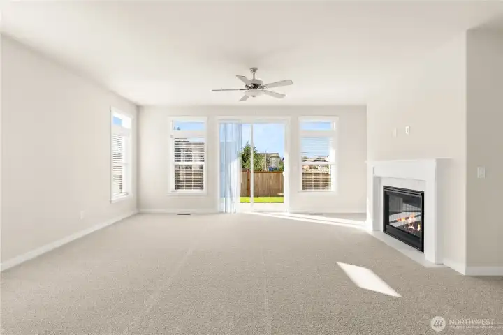 Living room features gas fireplace