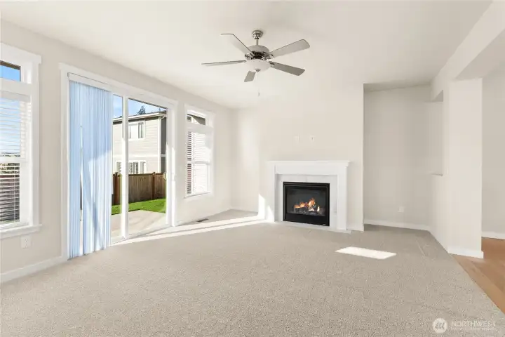 Doors to outdoor patio off living room