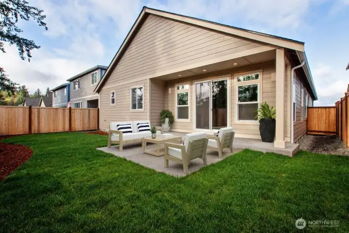 Virtually staged photo to highlight inviting patio area.