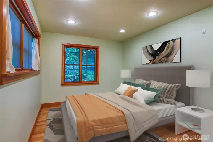 Guest room on main level of the "barn" cabin.