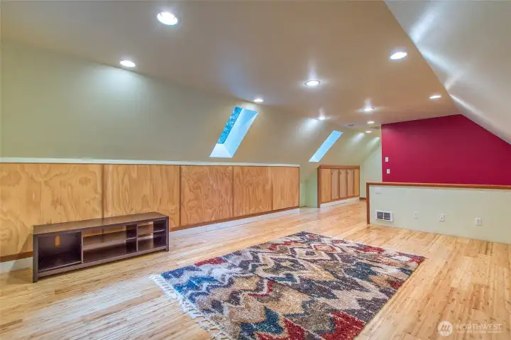 Upstairs has two separate spaces