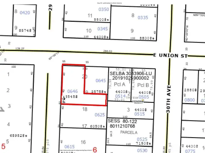 Lot was expanded by prior purchase of land in neighbor's backyard.  We currently have a garage in this area.