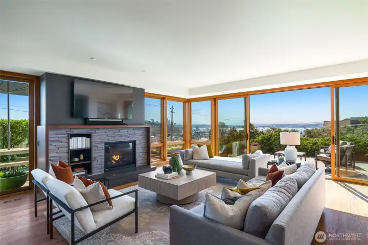 Gas fireplace and open-concept living