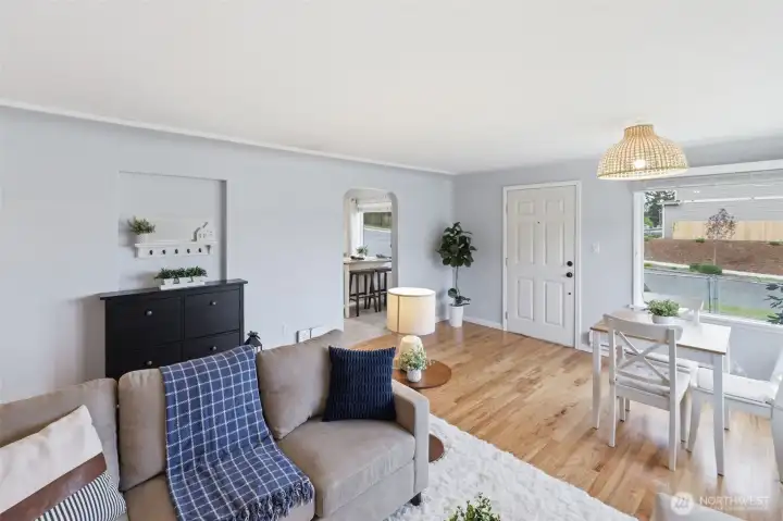 Living room with clean finishes, natural light, and functional layout.