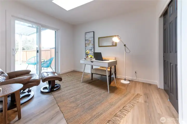 Back bedroom also has a skylight to keep everything bright.