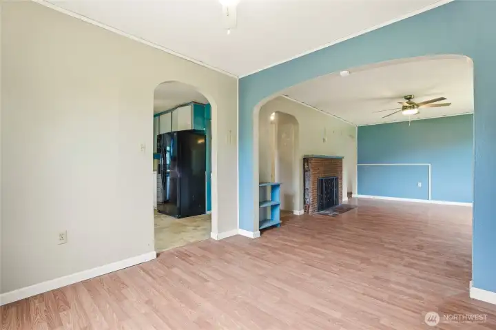 Dining room leading to kitchen