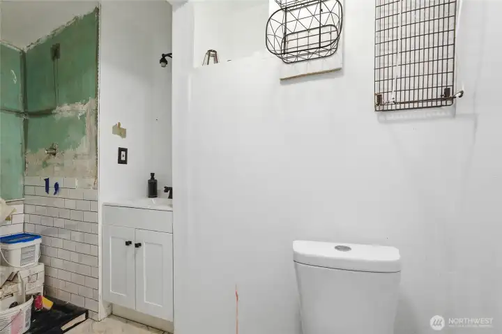 3/4 Bathroom upstairs which needs a final touch