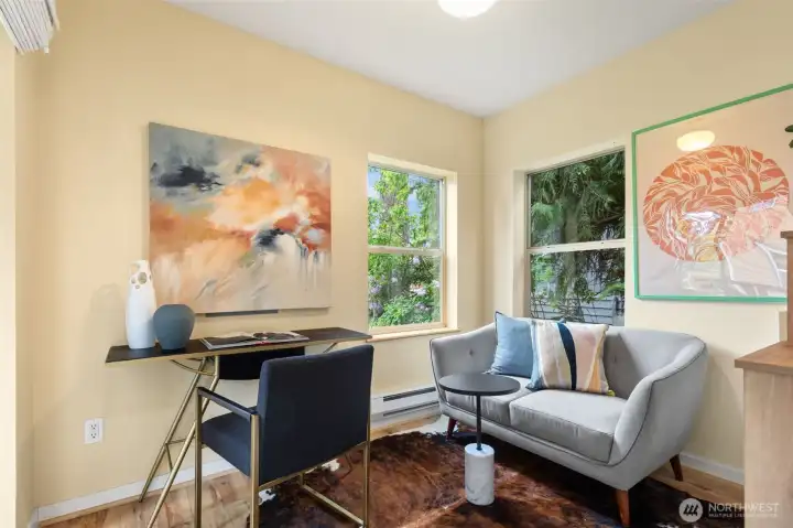Large den that can be used for an office, a romper room, tv room, music room, extra storage, you choose how to use this bonus space!