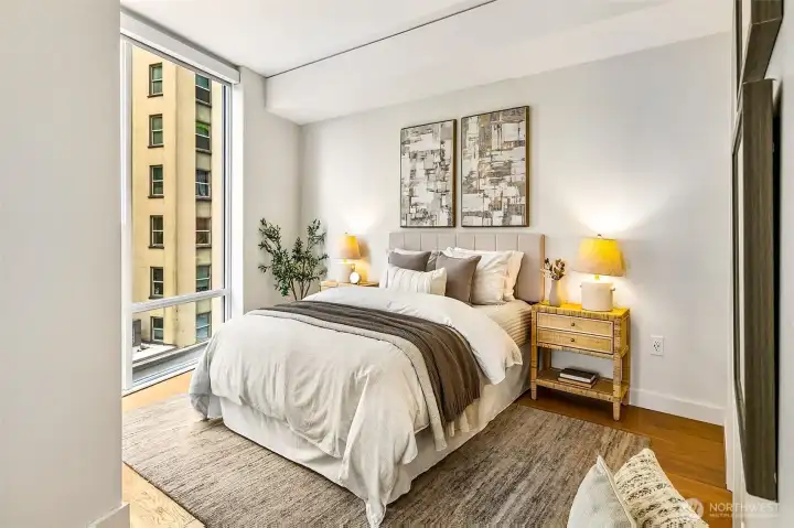 Large bedroom easily accommodates a King size bed.