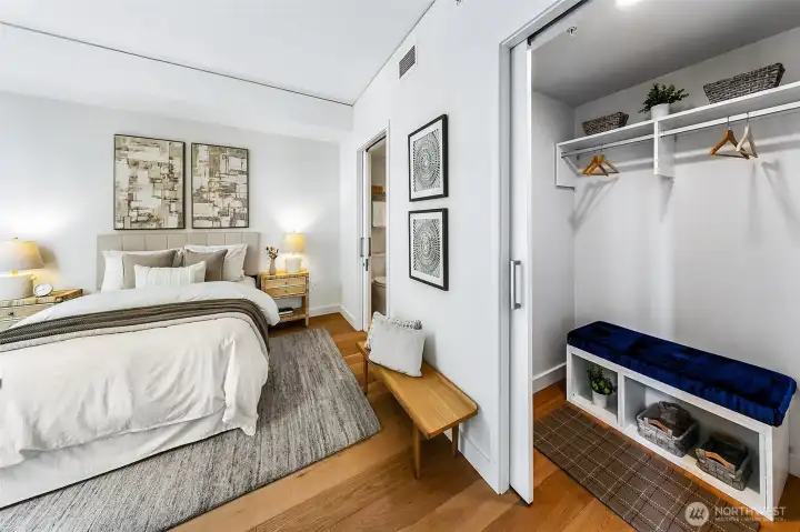 Walk-in closet in bedroom.