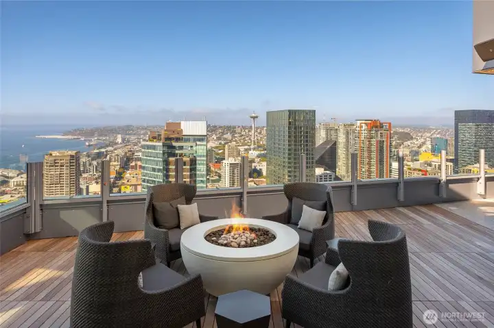 Rooftop firepit with incredible views!