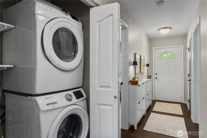 WD convey, with storage in closet.