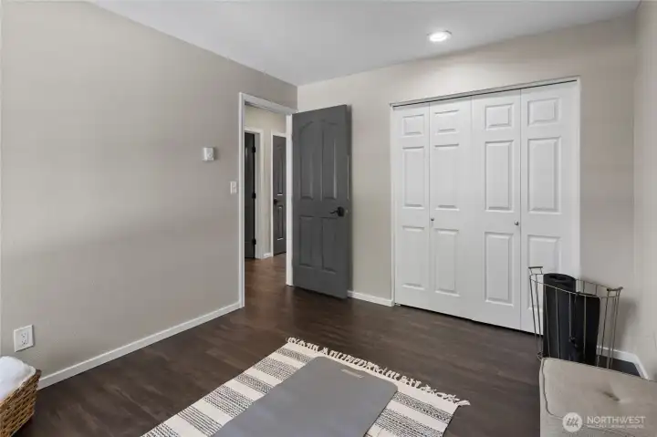 Closet has built-ins, hot water tank in closet.