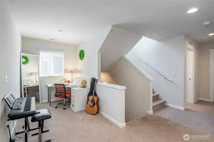 Upstairs bonus/loft area offers the perfect flex space for an in-home office, homework station, reading nook or whatever fits your lifestyle best.