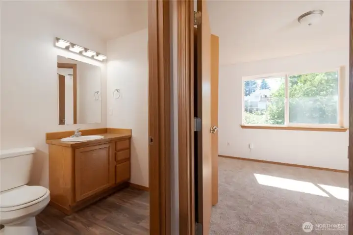 Continental bathroom. (accessed from hallway and from Primary bedroom.