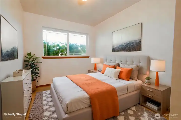 Virtually Staged lower level bedroom.