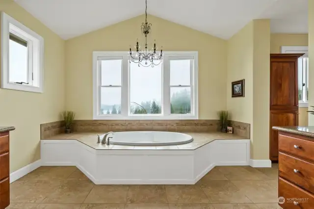 Primary Bath with separated double vanity.
