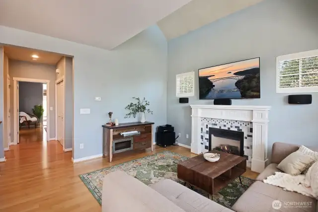 Let's go check out the main level Primary Bedroom, straight ahead. Note stairwell is to the left edge of this photo on your way to the bedroom. 1/2 bath is to the right on your way to the bedroom. There is a linen closet on the left side of the hallway right before you enter the bedroom.