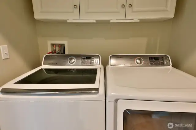 Located in the double closet across from the staircase on the main level. You will appreciate all the storage in this home.