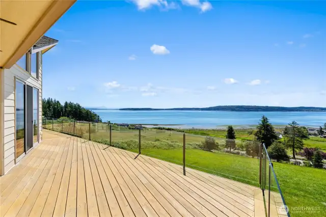 New Decking with transparent glass panels for optimal viewing of boats and marine life.  Yes!  those are mountains on the left.