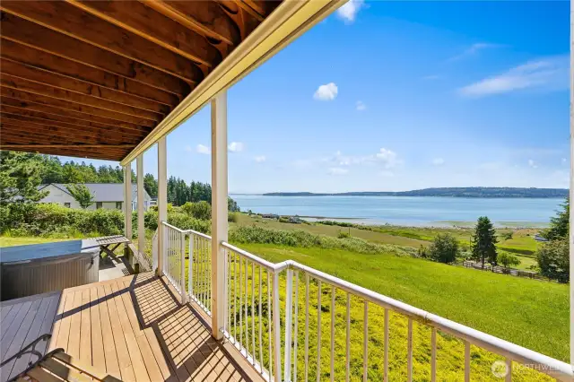From the lower-level deck.  You can see the Hot Tub and amazing views.