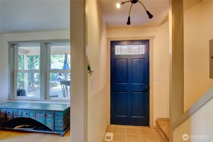 Finally we enter the home, beautiful blue painted door welcomes you into the foyer.