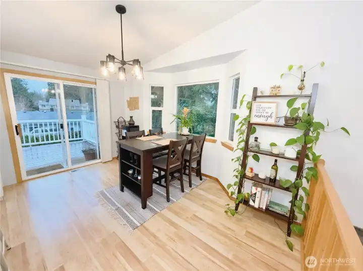 Dining room with entrance to the expansive upper deck