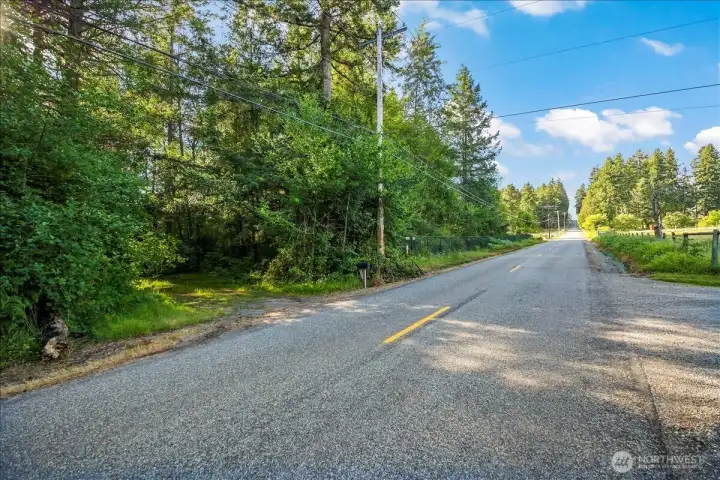 Property entrance off 122nd Ave, view is looking to the North