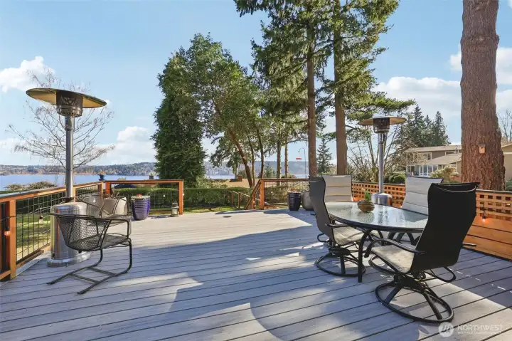 Deck with lake and northern cascade mountain views. Long life composite treads
