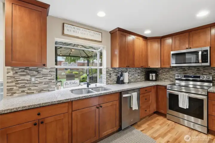 Lazy Susan in the corner cabinet to maximize space