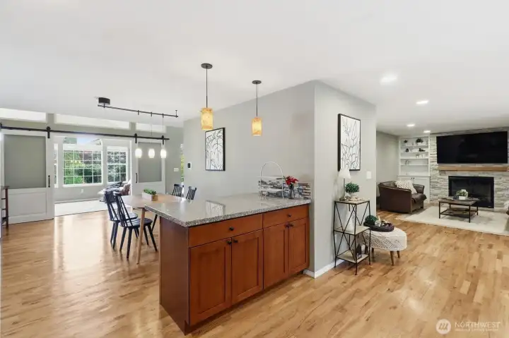 This space has an easy flow from one room to the next.