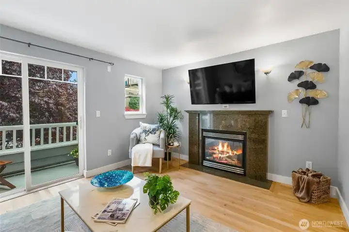 Granite surround gas fireplace