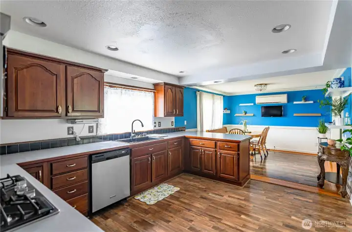 Gas stove top.