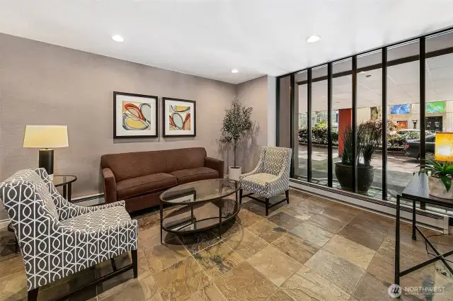Secure lobby entrance.