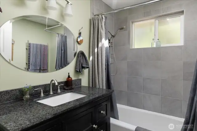 Full bath on primary bedroom level