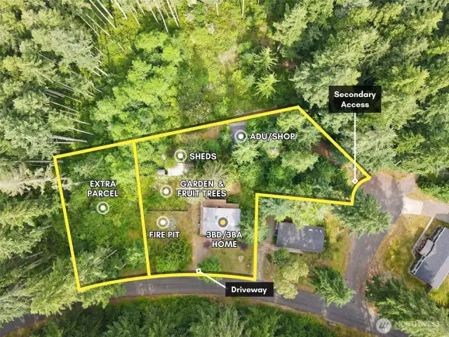 Overhead view with approximate boundaries in yellow.