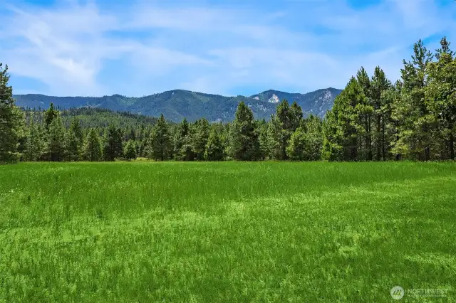 Sweeping field and mountain views looking off the south ridge of Cle Elum