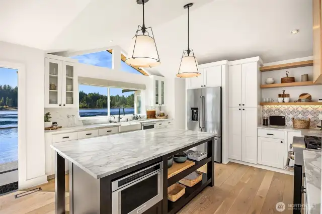 Fully appointed chef's kitchen with dynamite views.