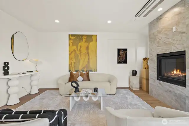 Cozy gas fireplace