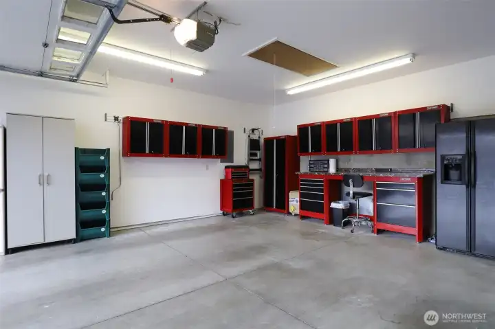 Craftsman cabinets and workspace