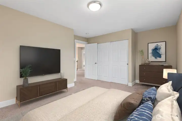 Another view of the 3rd bedroom, shows the long closet space and nook space next to it, perfect for your dresser or desk, while the remainder of the room gives a blank slate for your décor dreams.