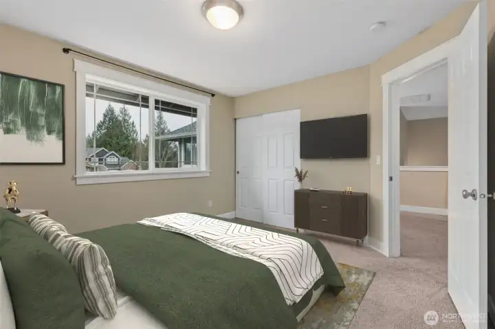 This 4th bedroom is approx. 13’x12’, and the smallest of the upstairs bedrooms, but is still giving spacious vibes, large enough for a comfortable and restful retreat.