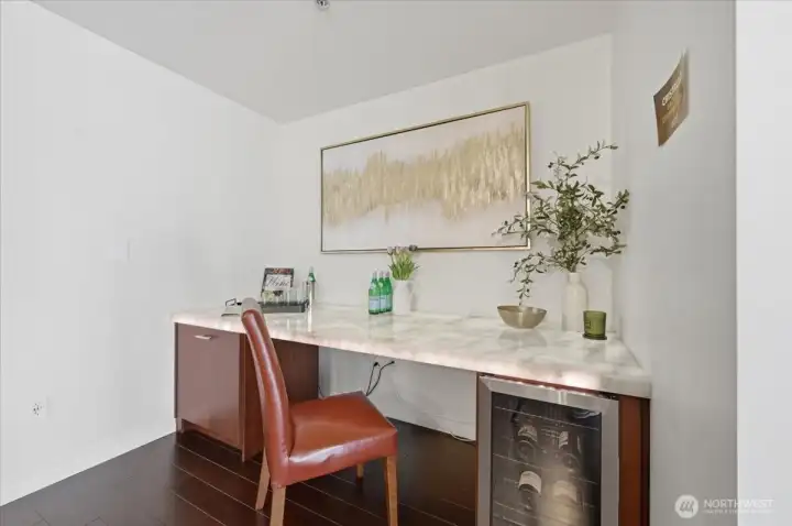 Cristallo backlit stone counters in Den