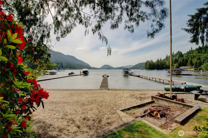 Relax next to the firepit, play in the sand, swim all day.