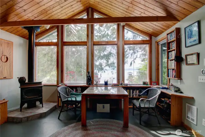 Expansive windows-sunset views from home.