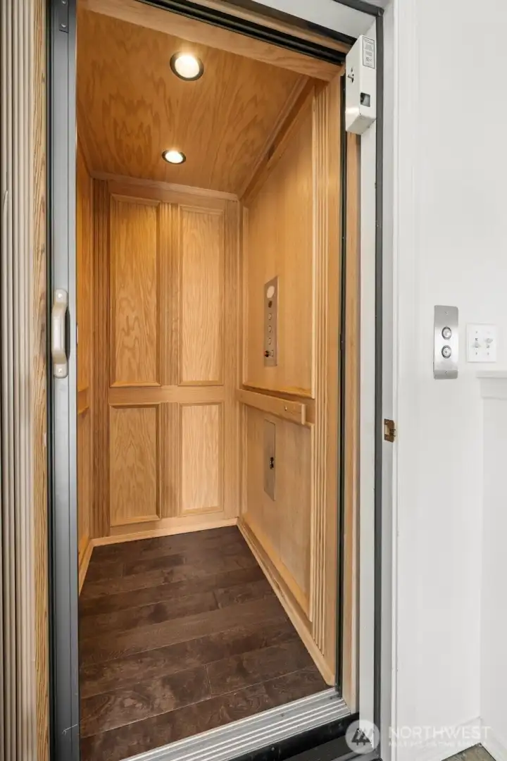 There is an elevator that services all three floors!